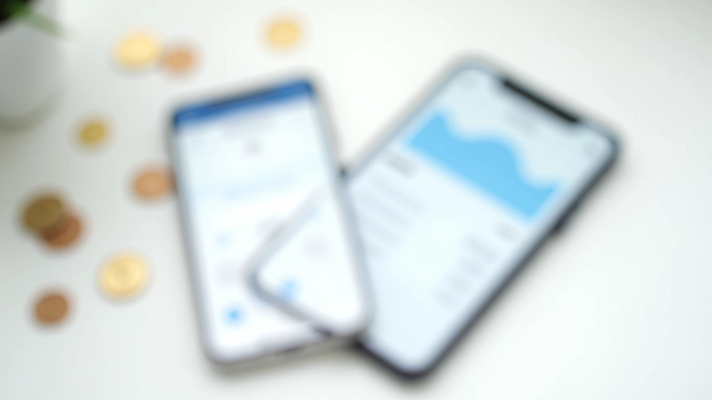 Mobilusis telefonas su biudžeto programėle ekrane, prie jo pinigų monetos ir kreditinė kortelė